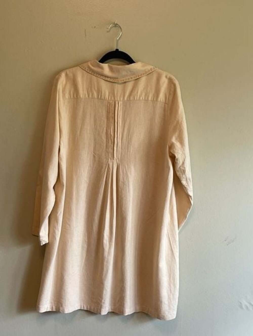 April Cornell Vintage Cream Linen Blend Embroidered  Button Up Dress, Jacket Sz. - Picture 2 of 7